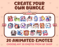 Create your own bundle listing preview displaying 20 sample emotes.