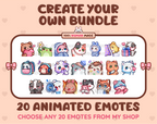 Create your own bundle listing preview displaying 20 sample emotes.