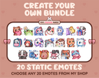 Create your own bundle listing preview displaying 20 sample emotes.