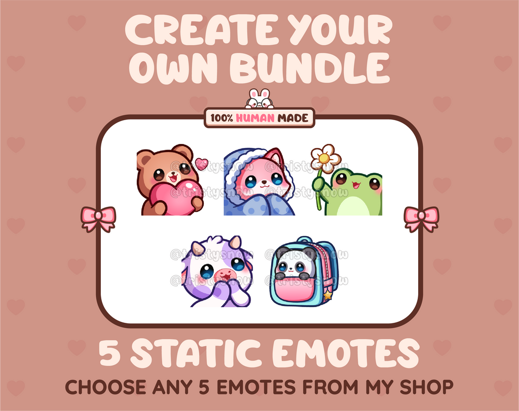 Create your own bundle listing preview displaying 5 sample emotes.