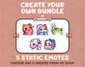 Create your own bundle listing preview displaying 5 sample emotes.