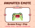 Green Frog emote preview displaying a cute green frog pop emote.
