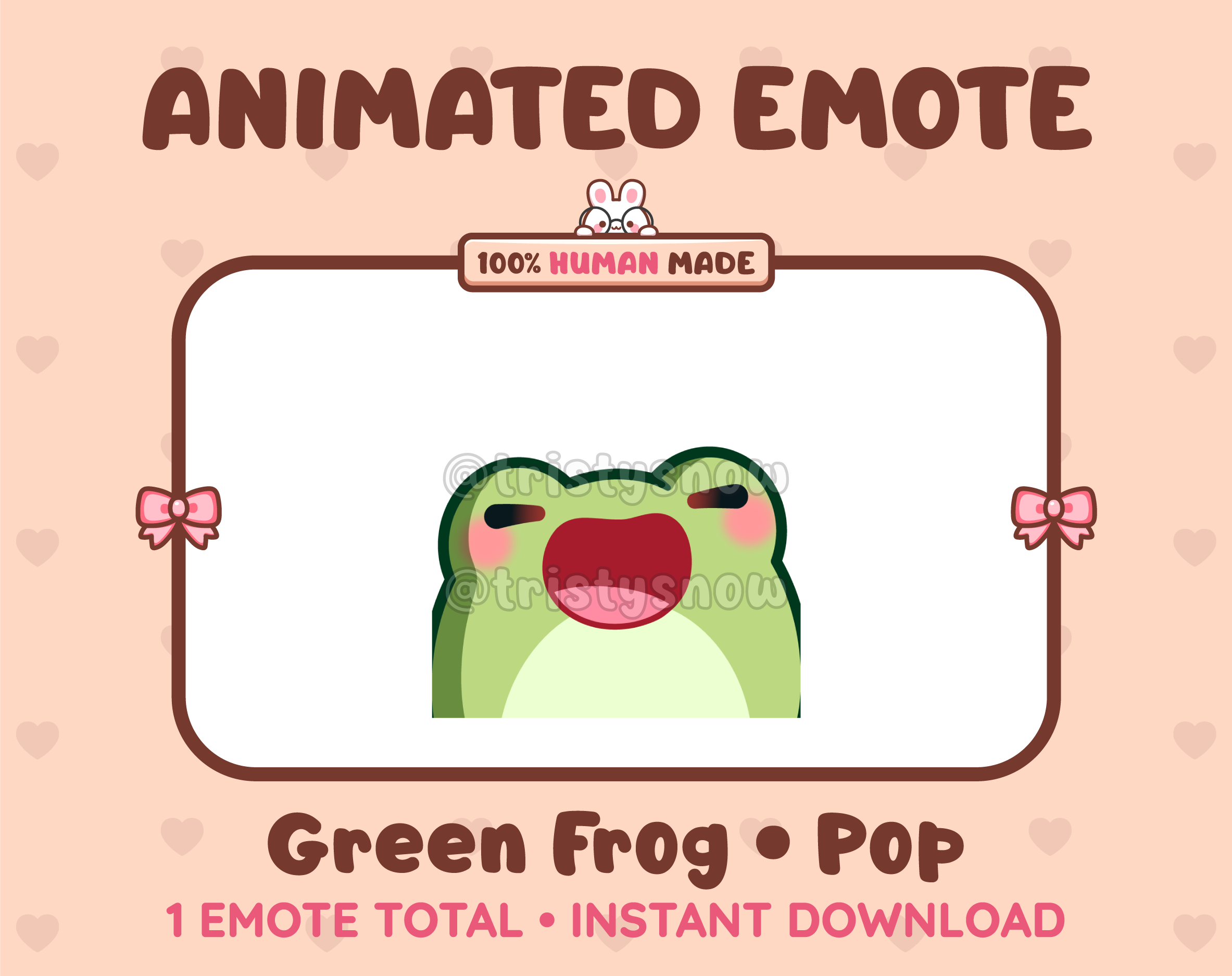 Green Frog emote preview displaying a cute green frog pop emote.