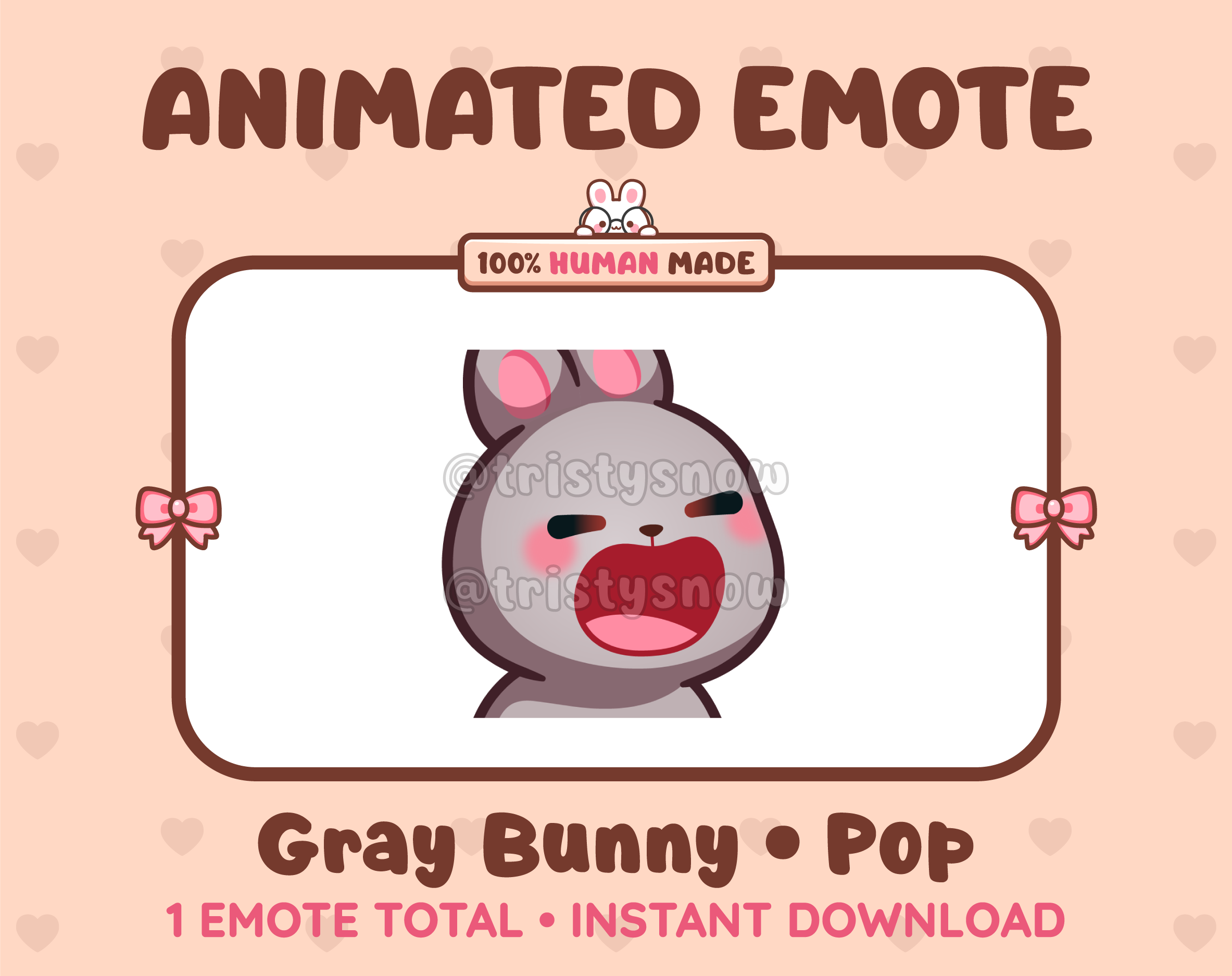 Gray Bunny emote preview displaying a cute gray bunny pop emote.