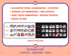 Gray Hamster Halloween animated Twitch emote mega pack shown in light and dark chat preview.