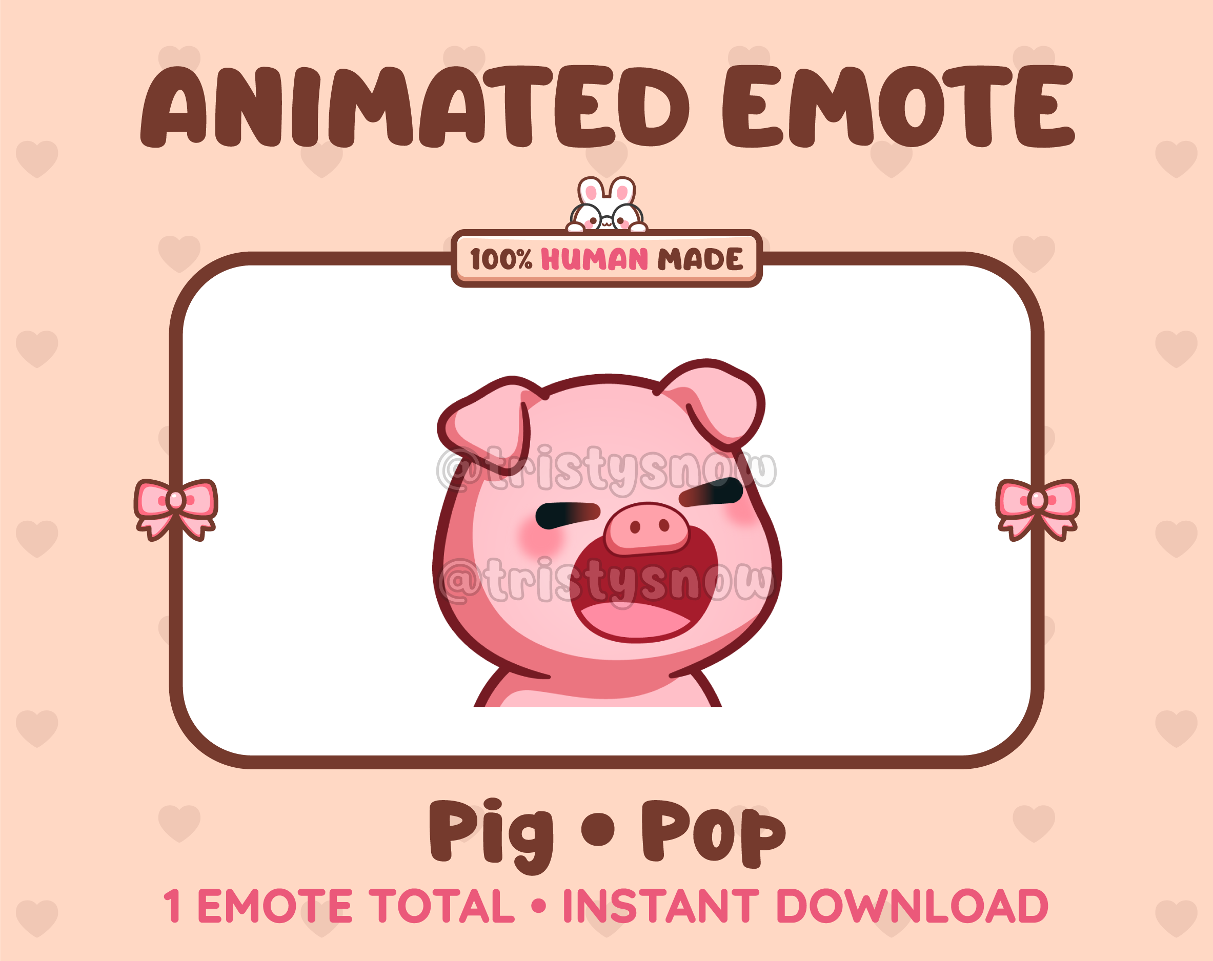 Pig emote preview displaying a cute pig pop emote.