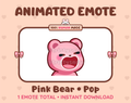 Pink Bear emote preview displaying a cute pink bear pop emote.
