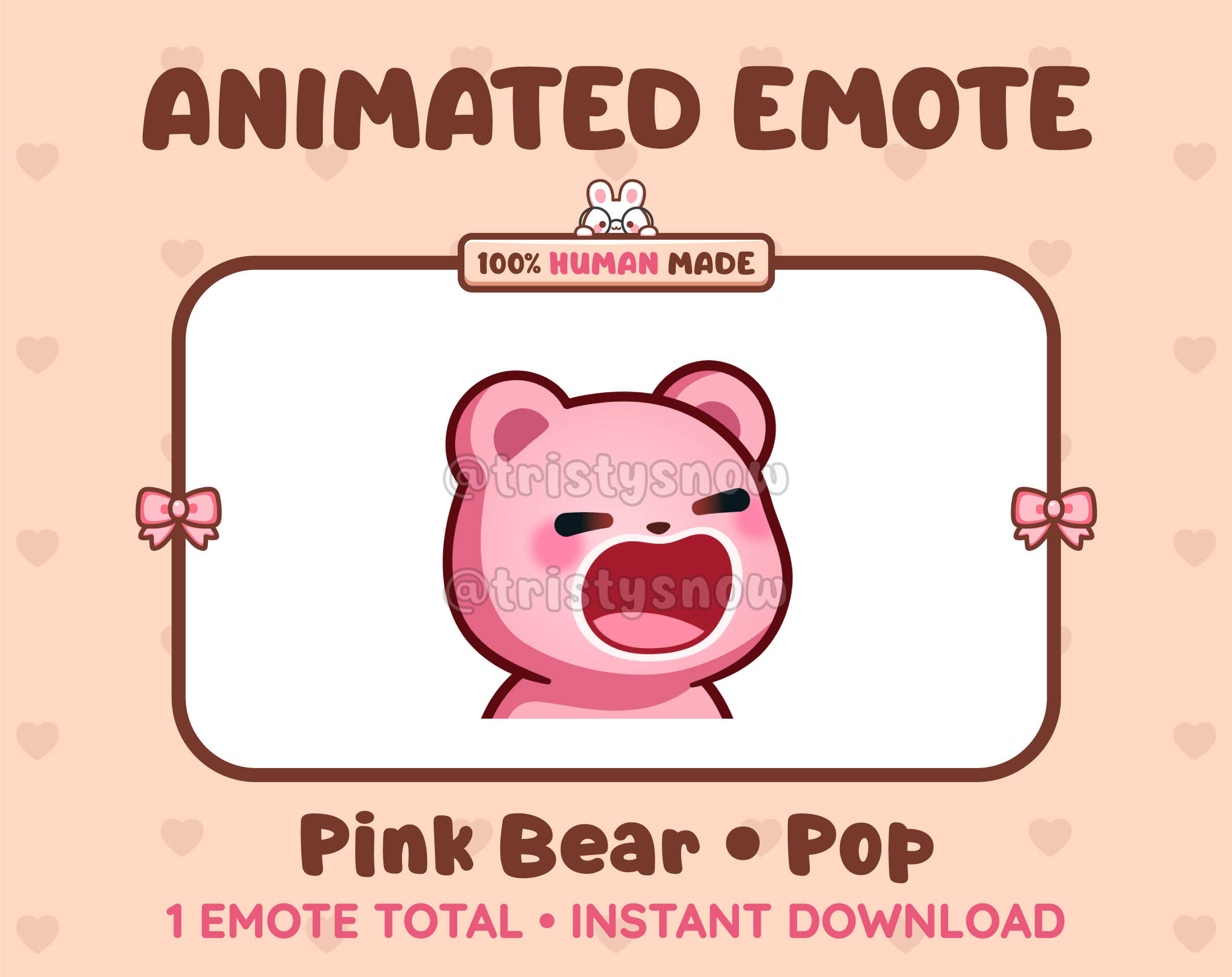 Pink Bear emote preview displaying a cute pink bear pop emote.