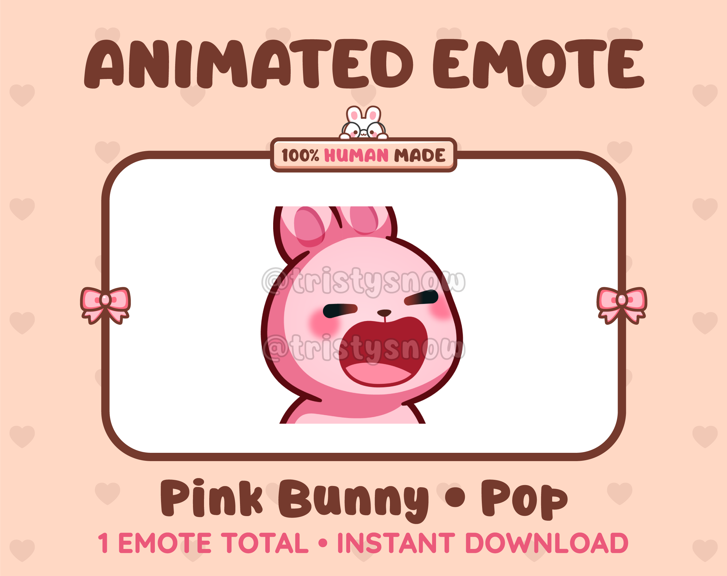 Pink Bunny emote preview displaying a cute pink bunny pop emote.