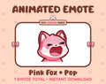 Pink Fox emote preview displaying a cute pink fox pop emote.