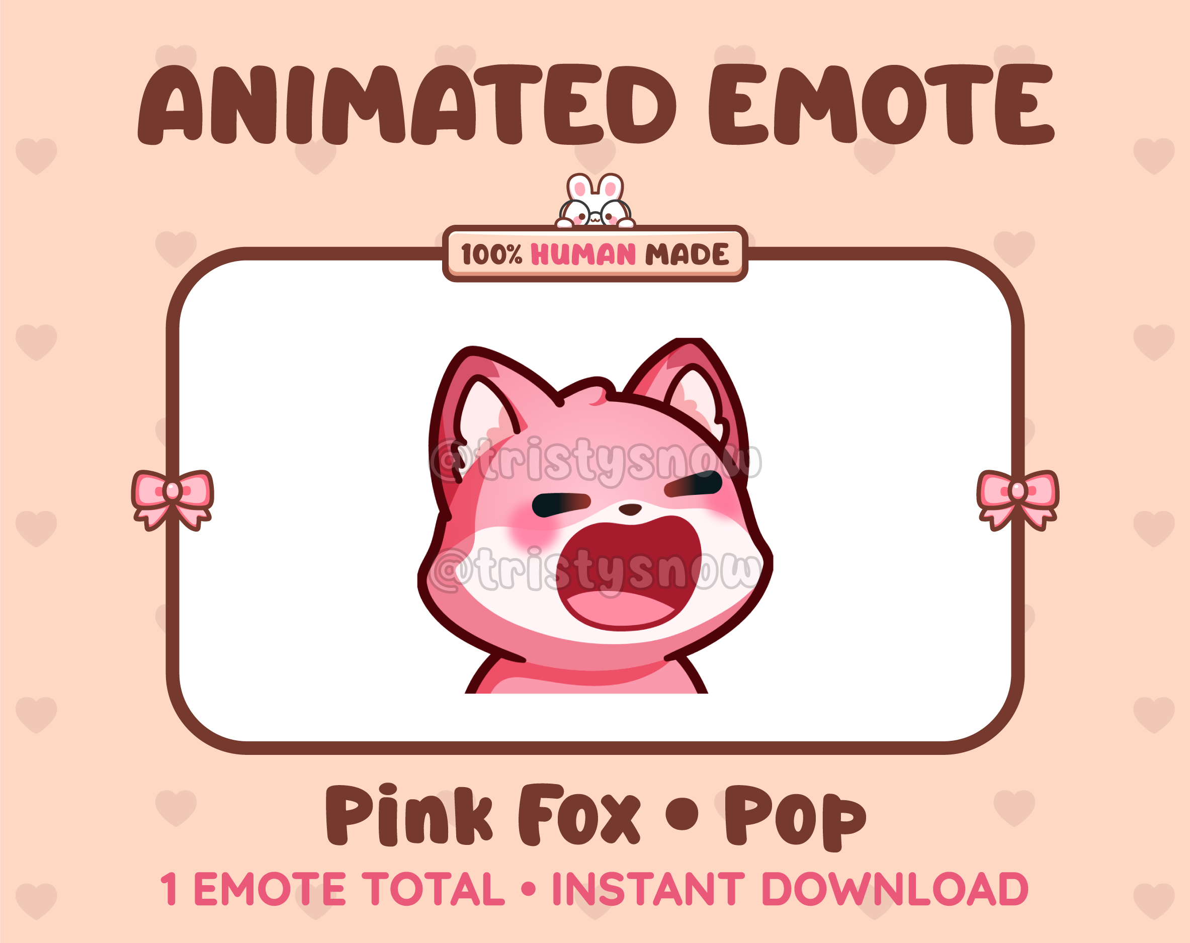Pink Fox emote preview displaying a cute pink fox pop emote.