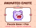 Purple Bear emote preview displaying a cute purple bear pop emote.