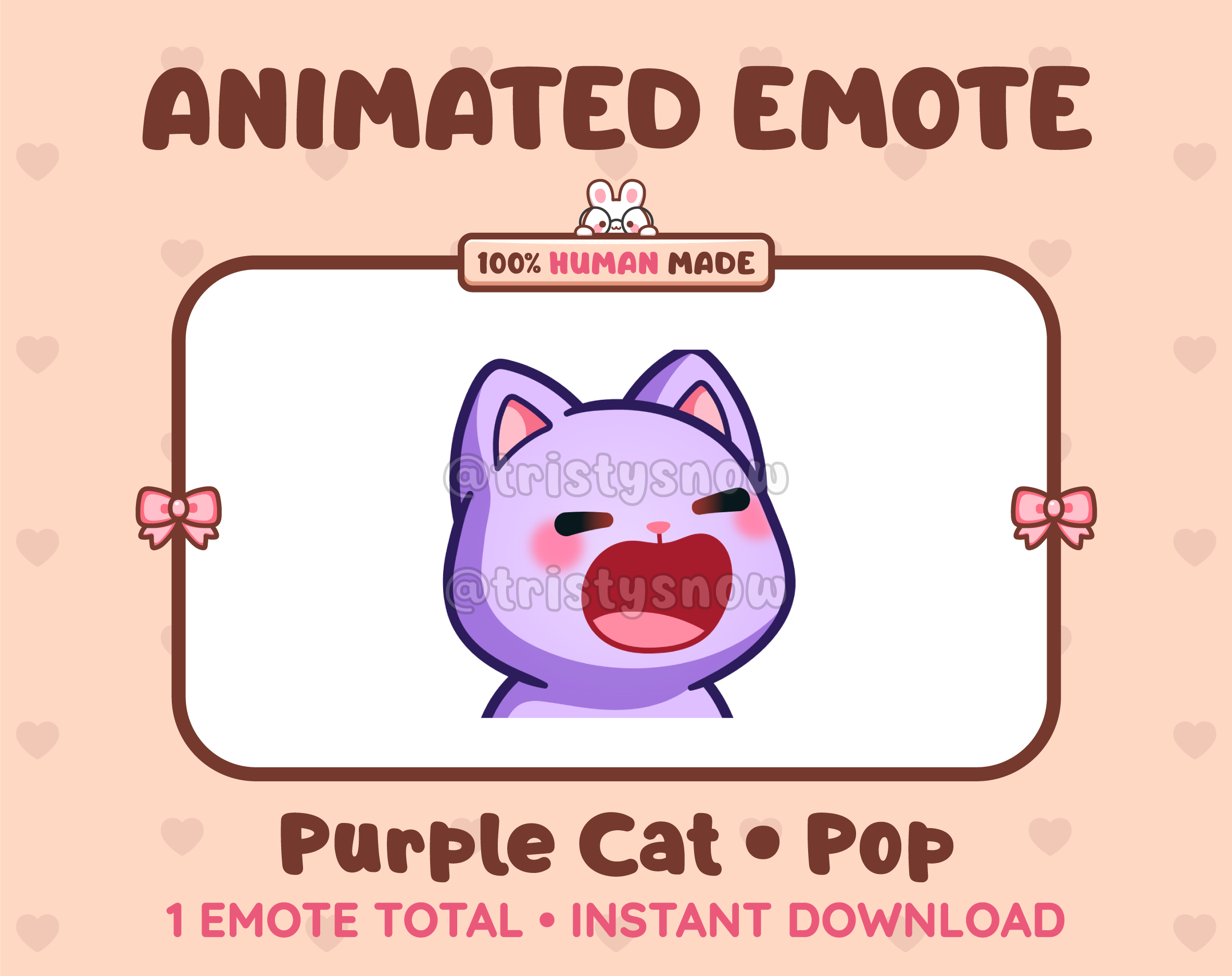 Purple Cat emote preview displaying a cute purple cat pop emote.