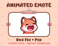 Red Fox emote preview displaying a cute red fox pop emote.