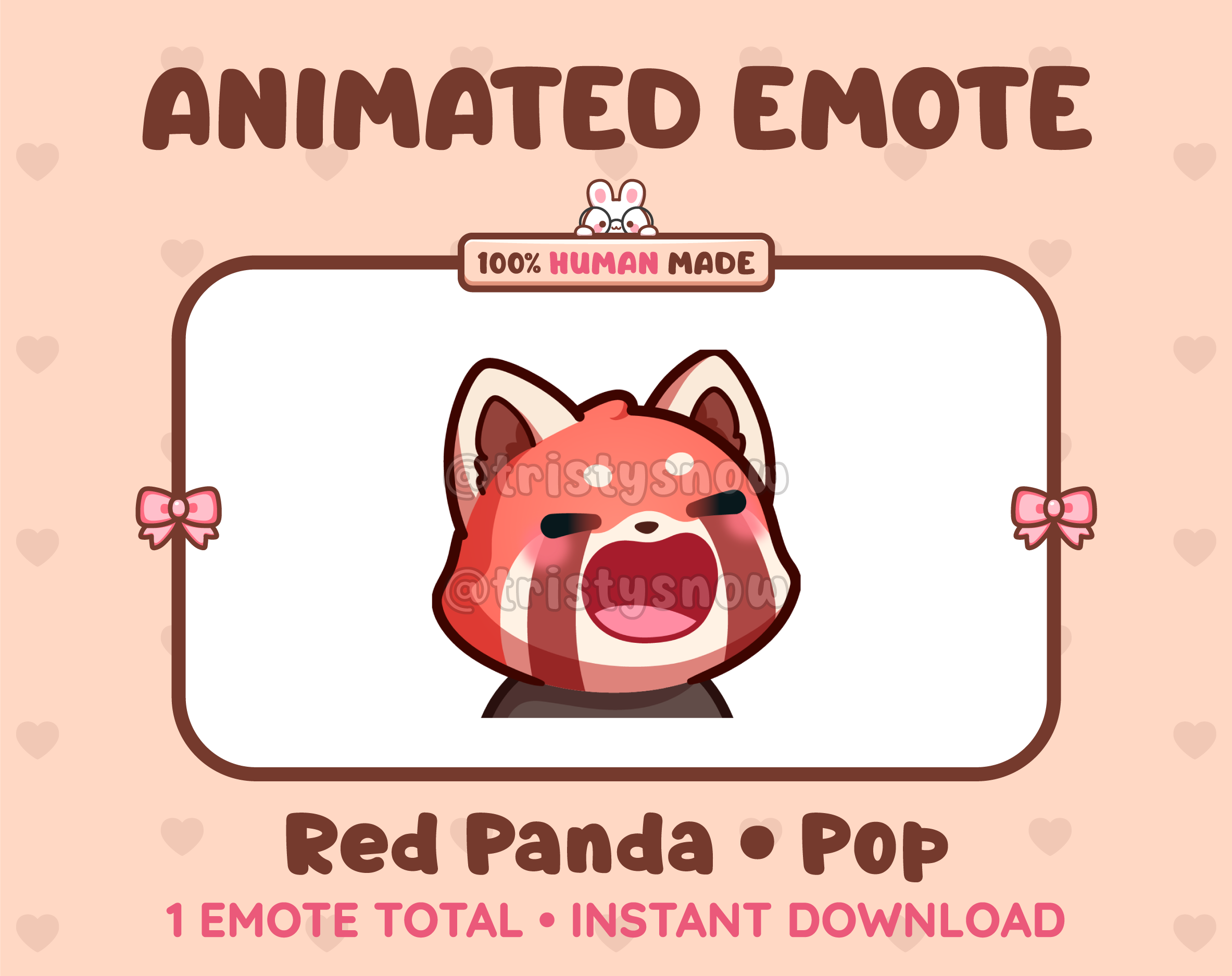 Red Panda emote preview displaying a cute red panda pop emote.