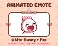 White Bunny emote preview displaying a cute white bunny pop emote.