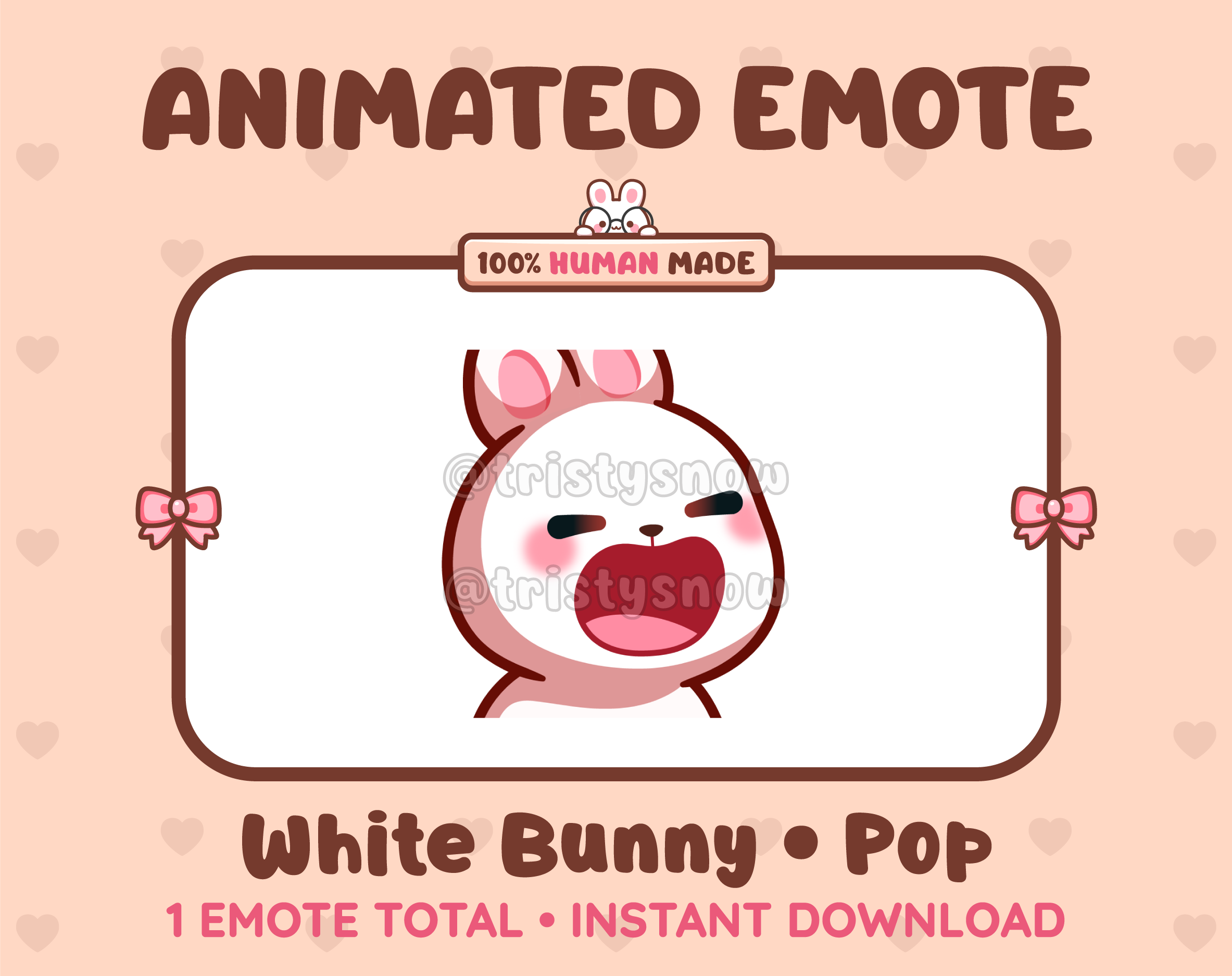 White Bunny emote preview displaying a cute white bunny pop emote.