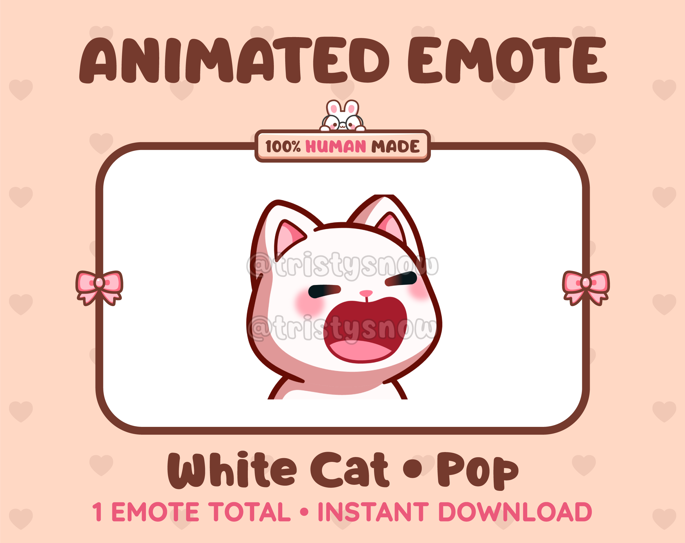 White Cat emote preview displaying a cute white cat pop emote.