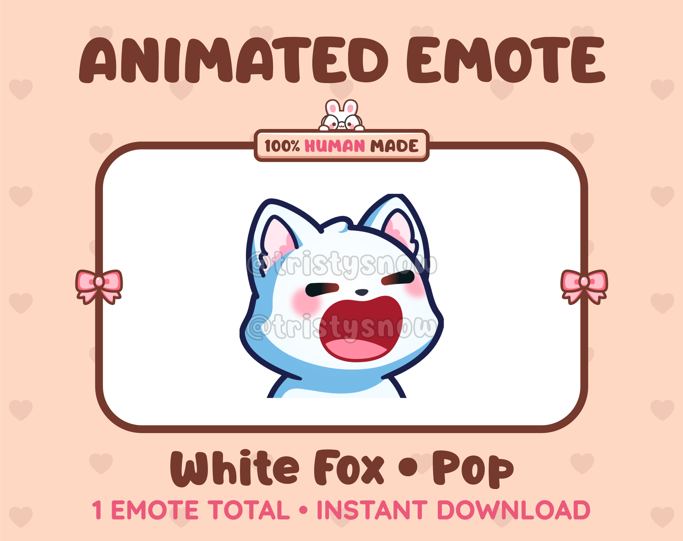 White Fox emote preview displaying a cute white fox pop emote.