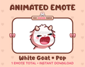 White Goat emote preview displaying a cute white goat pop emote.
