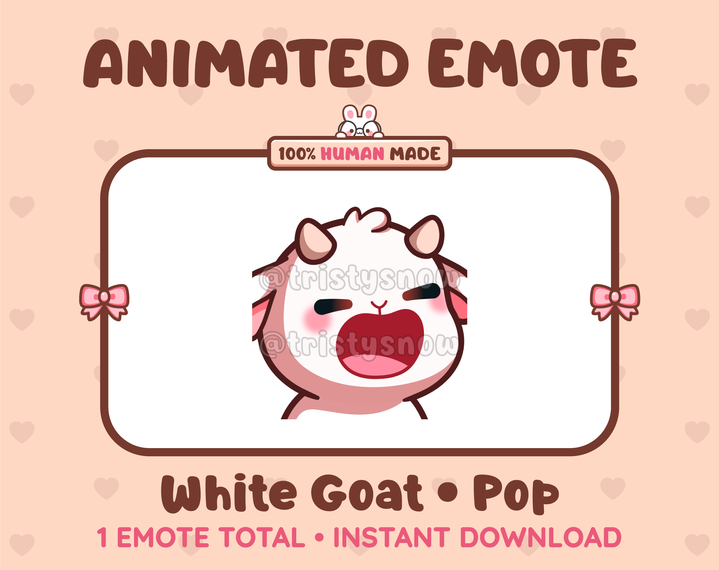 White Goat emote preview displaying a cute white goat pop emote.