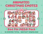 Red Fox Christmas animated Twitch emote mega pack GIF preview showing all 32 emote animations.
