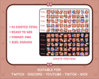 Brown Bear Twitch emote mega pack preview displaying all 50 emotes with format and size information.
