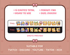 Yellow Bear Twitch emote pack preview displaying all 10 emotes with format and size information.