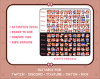 Red Fox Twitch emote mega pack preview displaying all 50 emotes with format and size information.