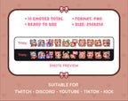 Brown Bear Twitch emote pack preview displaying all 10 emotes with format and size information.