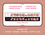 Brown Bear Twitch emote pack preview displaying all 10 emotes with format and size information.