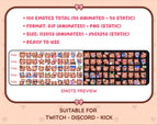 Brown Bear animated Twitch emote mega pack preview displaying all 50 emotes with format and size information.