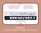 Polar Bear Twitch emote pack preview displaying all 10 emotes with format and size information.