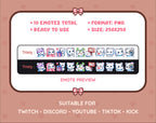 Polar Bear Twitch emote pack preview displaying all 10 emotes with format and size information.