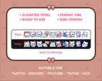 White Fox Twitch emote pack preview displaying all 10 emotes with format and size information.
