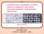Polar Bear animated Twitch emote mega pack preview displaying all 50 emotes with format and size information.