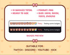 Brown Bear Twitch sub badge pack preview displaying all 10 subscriber badges with format and size information.