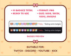 Bear Twitch sub badge pack preview displaying all 10 subscriber badges with format and size information.