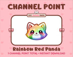 Rainbow Red Panda Twitch channel point icon.