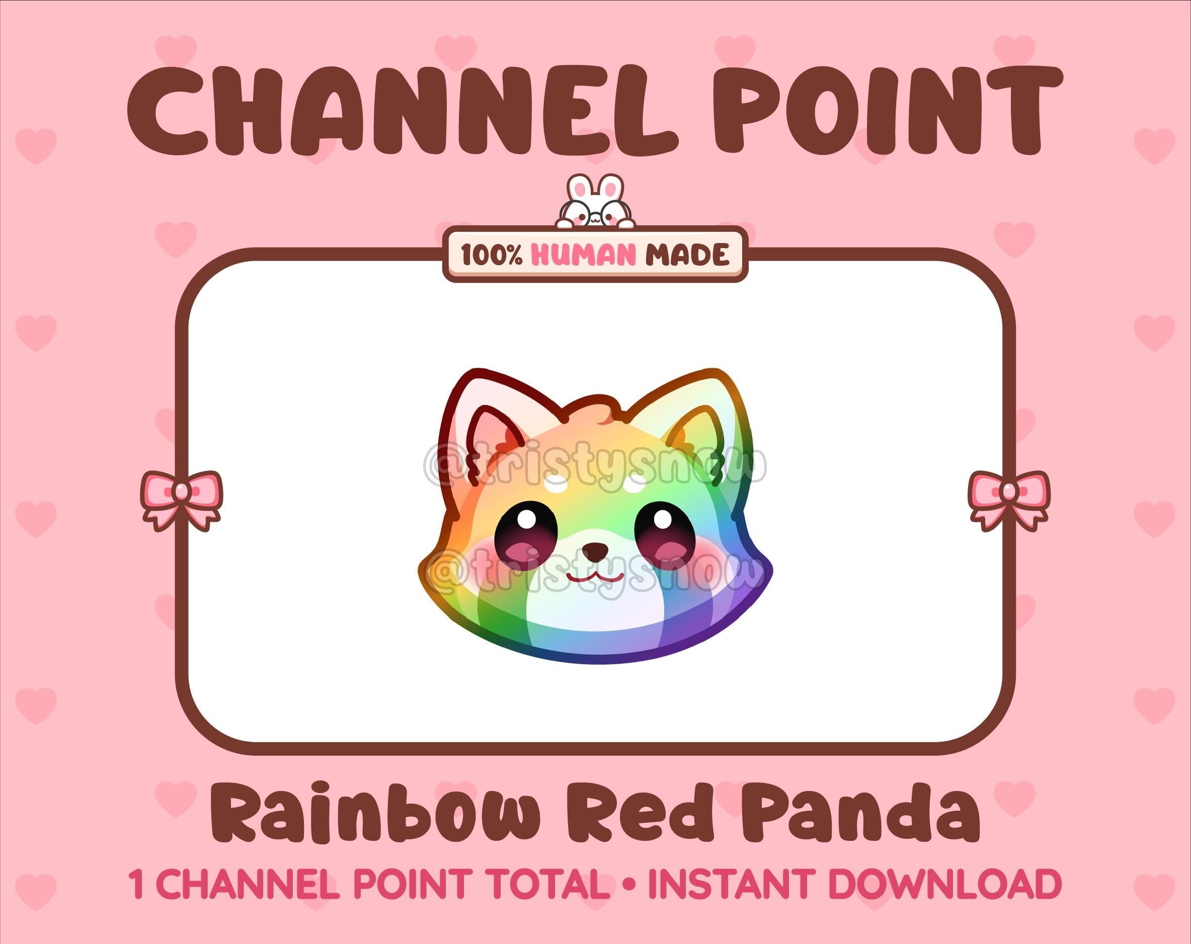 Rainbow Red Panda Twitch channel point icon.