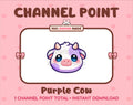 Purple Cow Twitch channel point icon.