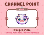 Purple Cow Twitch channel point icon.