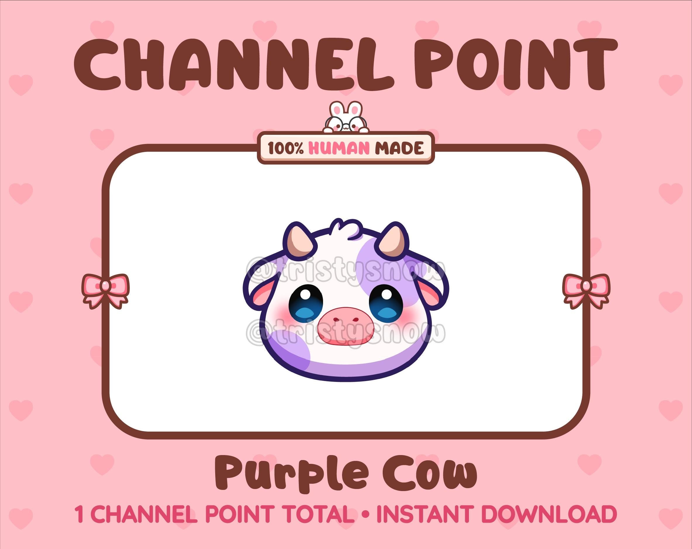 Purple Cow Twitch channel point icon.