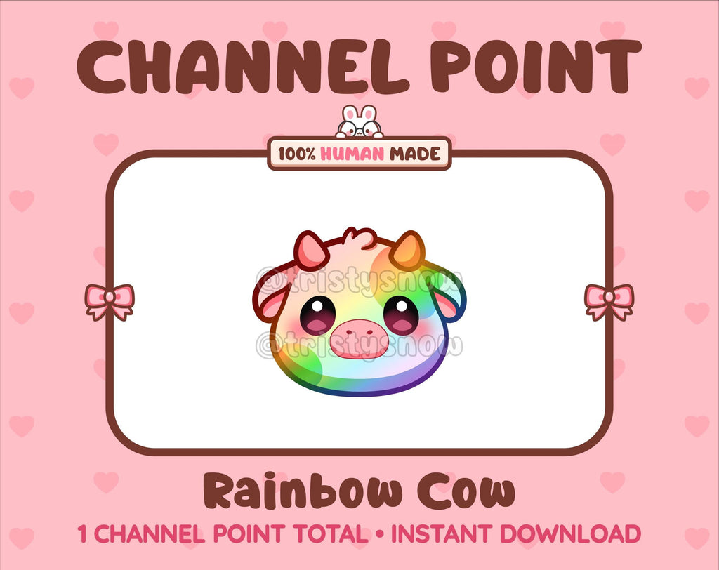 Rainbow Cow Twitch channel point icon.