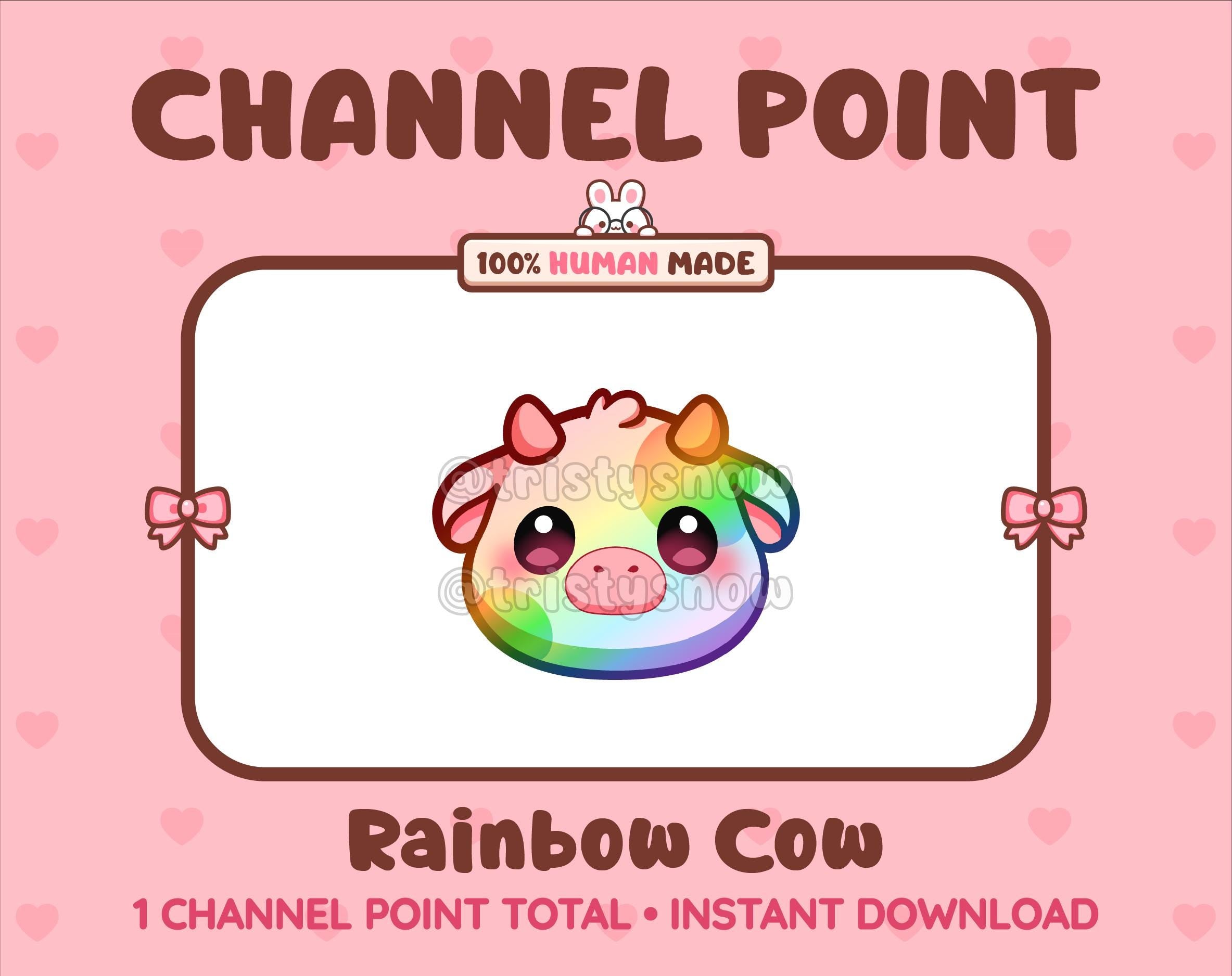 Rainbow Cow Twitch channel point icon.