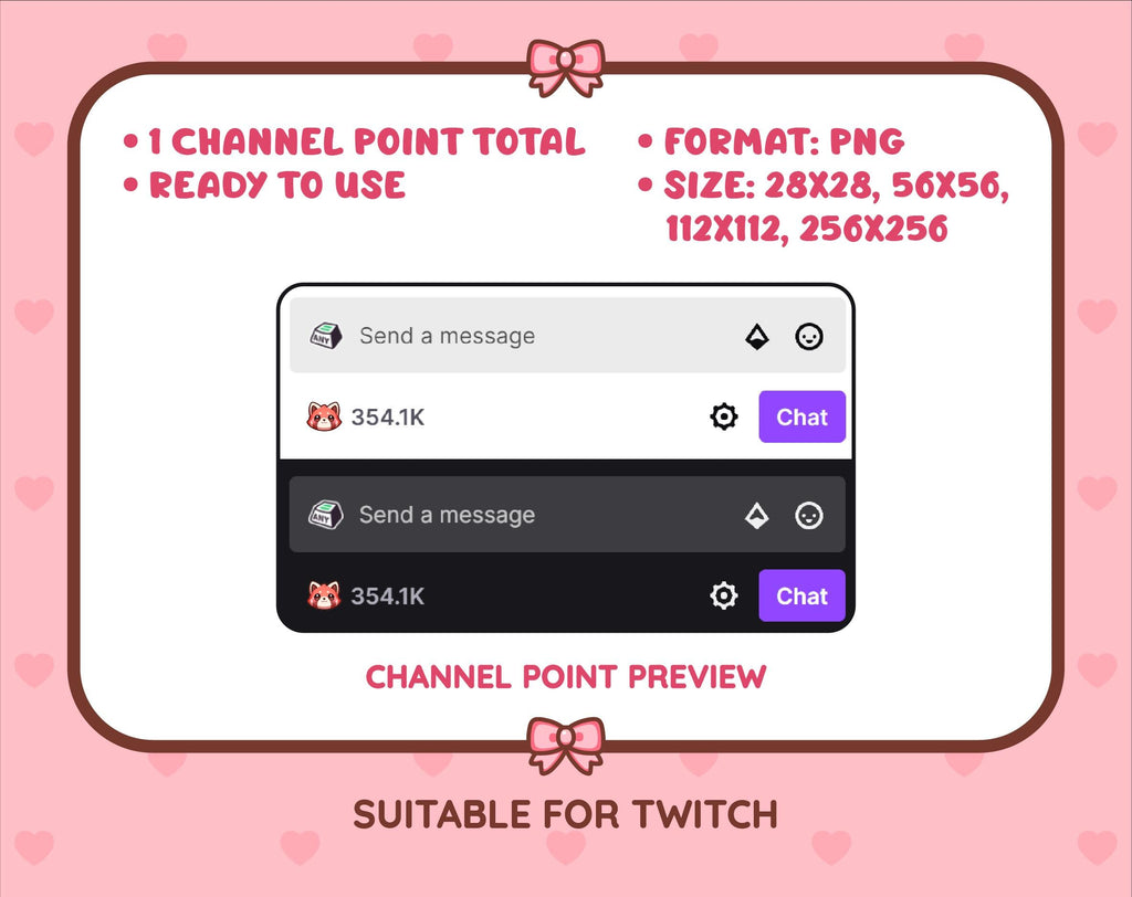 Red Panda Twitch channel point icon preview with format and size information.
