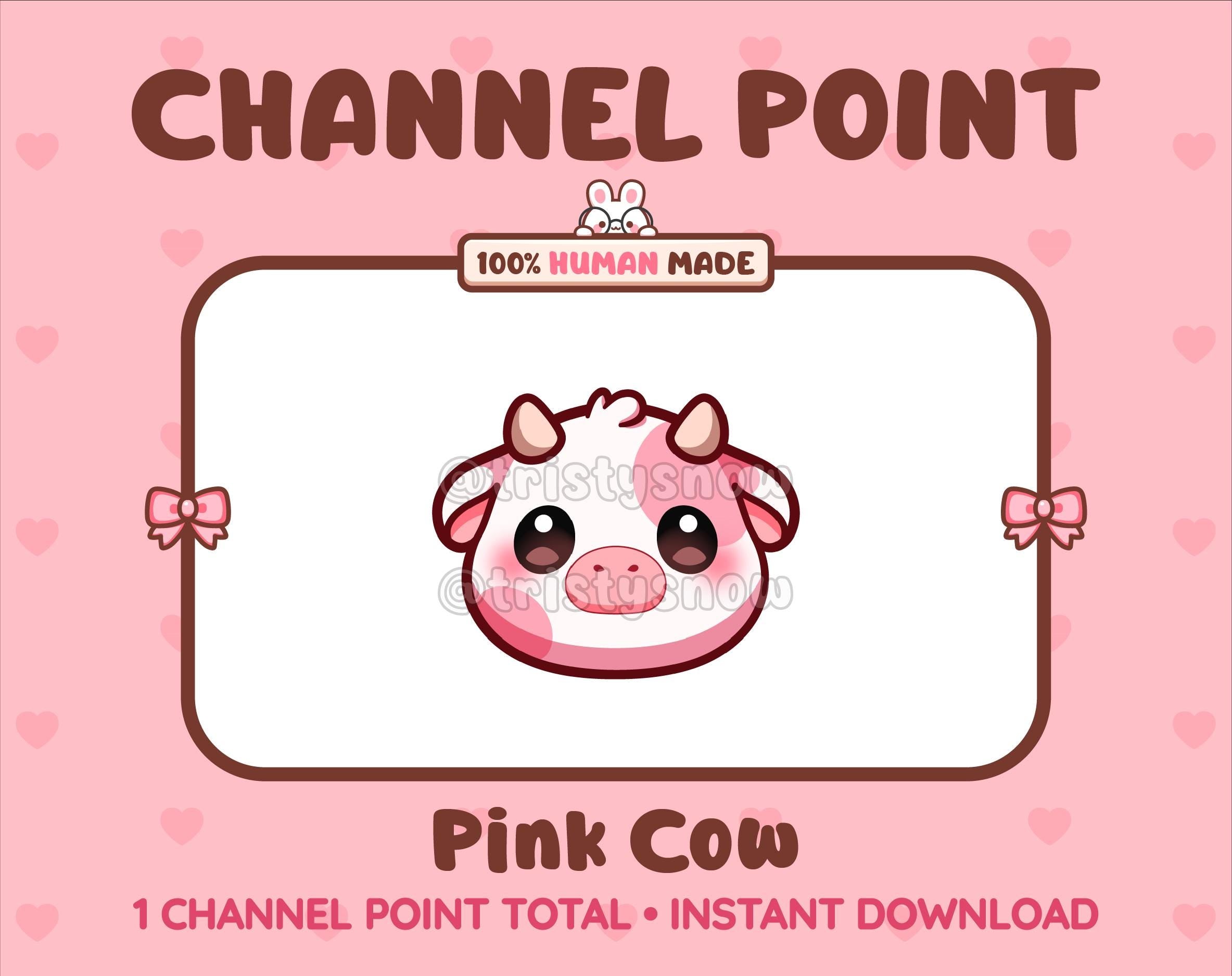 Pink Cow Twitch channel point icon.