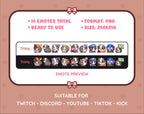 Black Goat Twitch emote pack preview displaying all 10 emotes with format and size information.