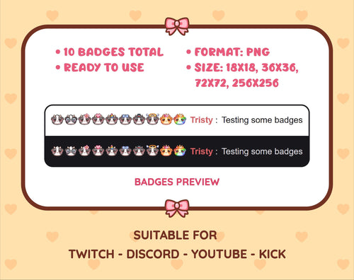 Black Goat Twitch sub badge pack preview displaying all 10 subscriber badges with format and size information.