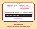 Brown Goat Twitch sub badge pack preview displaying all 10 subscriber badges with format and size information.